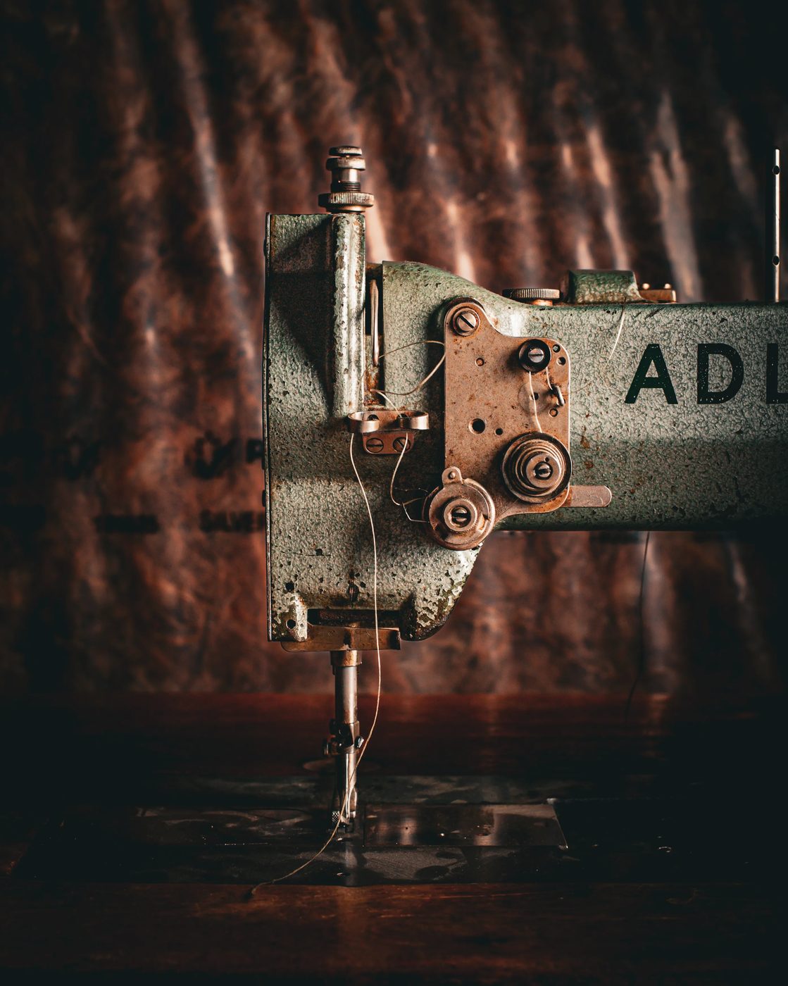 Vintage Adler industrial sewing machine in the workshop
